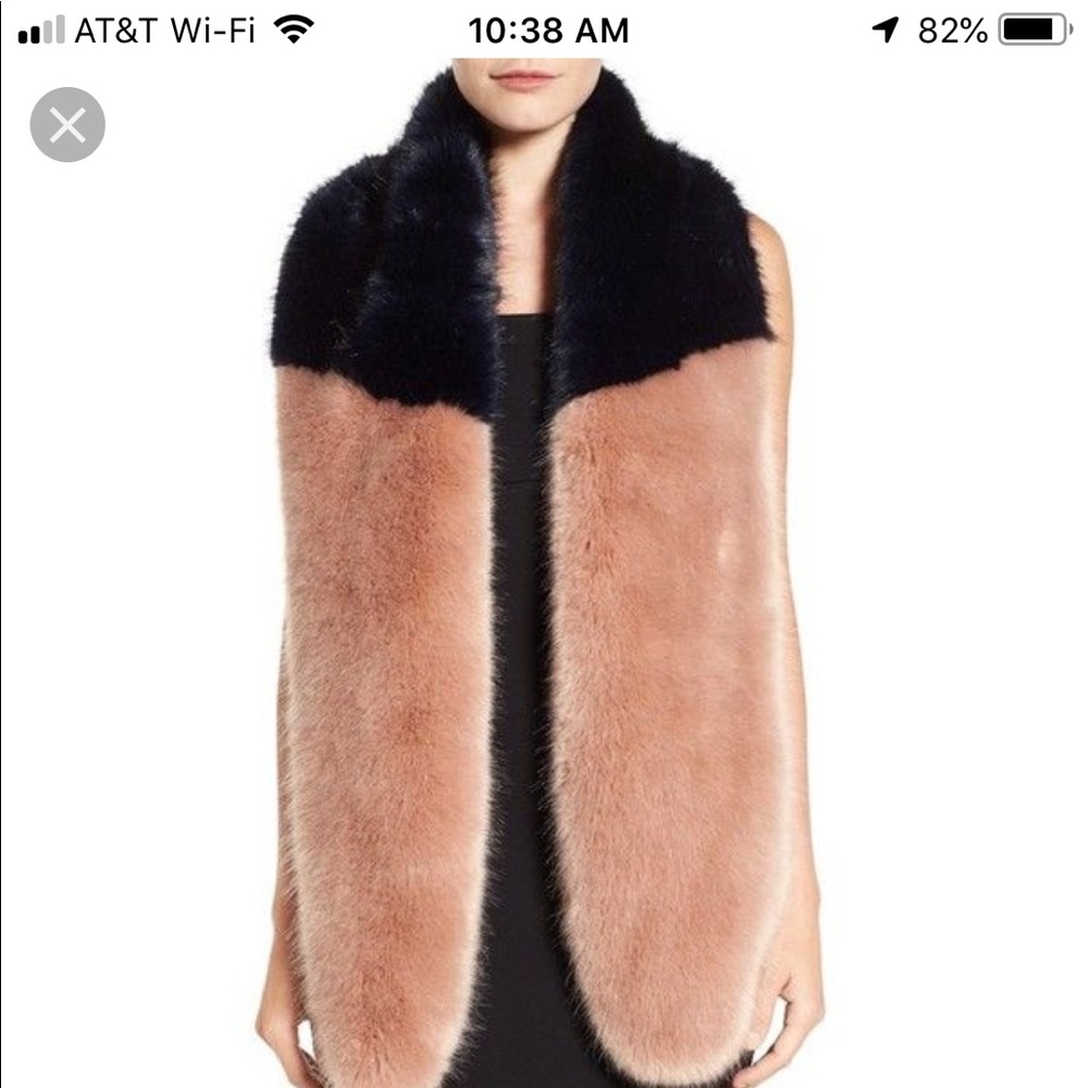 Halogen nwt navy combo faux fur scarf